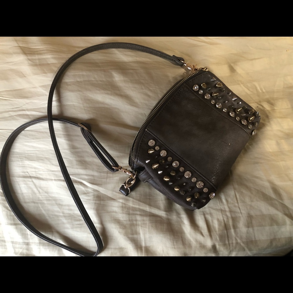 Spiked and Jeweled crossbody bag